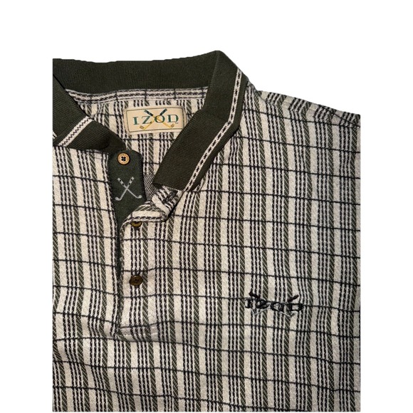 Vintage IZOD Men's Golf Polo Shirt XL Check Embroidered Golf Clubs Logo Green - Picture 1 of 6